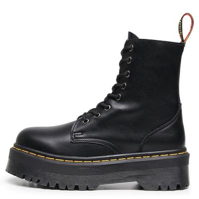 Локомотивные ботинки на массивной подошве, женские короткие ботинки в британском стиле с боковой молнией, ботинки-инструменты из мягкой кожи на подошве-маффин