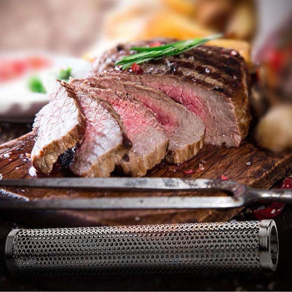 Сетчатая трубка для копчения пеллетами, уличная, круглая, для холодного и горячего копчения, из нержавеющей стали, генератор дыма для барбекю