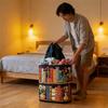 with Handle Quilted Laundry Basket Foldable Clothes Toy Organizer Fabric Floral Storage Bag
