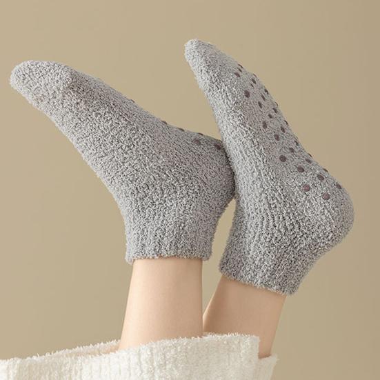 1 пара женских носков, утолщенные, эластичные, противоскользящие, с противоскользящей нижней частью, однотонные носки-тапочки, теплые, мягкие, не впитывающие пот, женские зимние носки