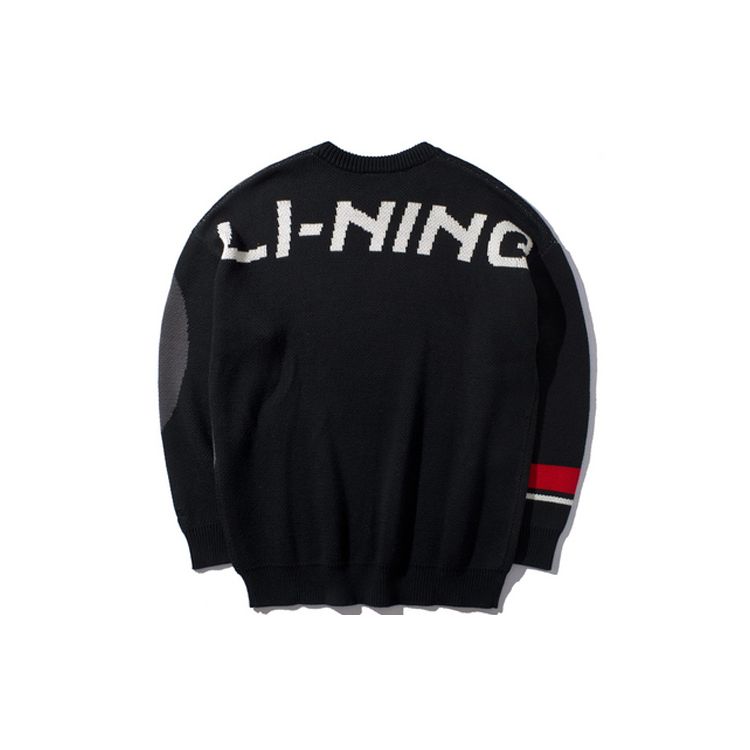 Li Ning X Disney Collaboration свободный вязаный свитер мужской свитер черный AMBP005-3