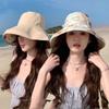 Женская шляпа от солнца Европа и Америка Летняя хлопковая шляпа с большими полями Двусторонняя шляпа-рыбак Корейская повседневная шляпа от солнца для улицы