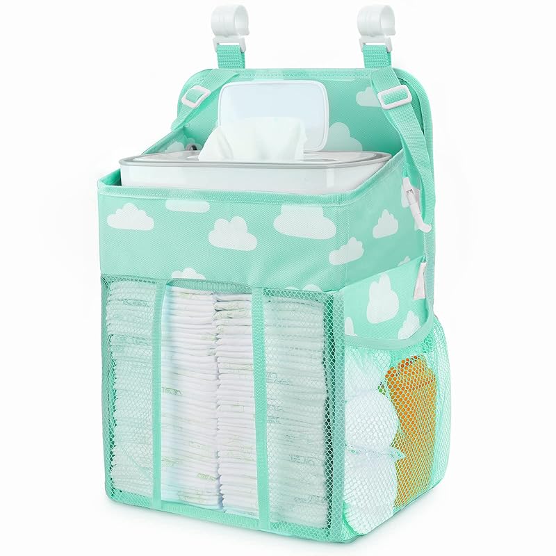 Maliton Changing Table Diaper Organizer - Baby Hanging Diaper Stacker Nursery Caddy Organizer for Cribs Playard Baby Essentials Storage - Hold 52+