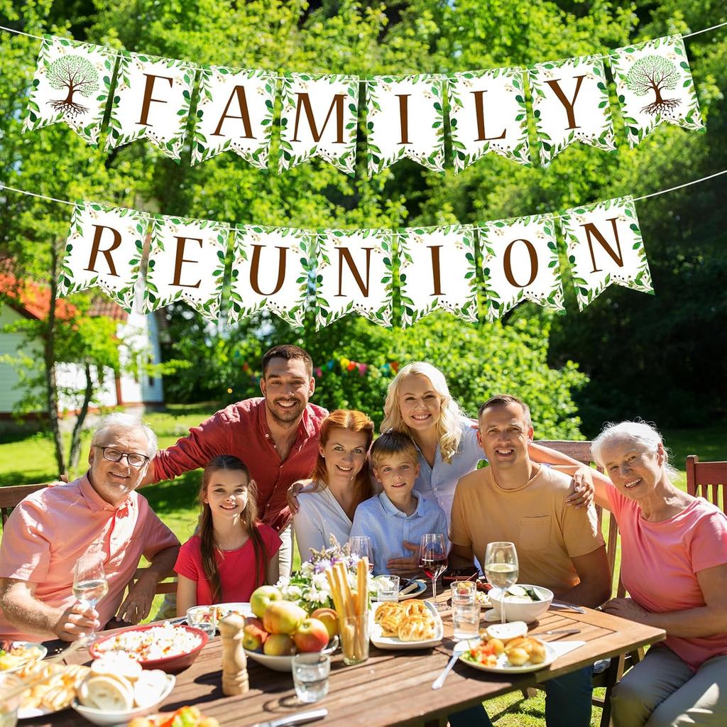 HOWAF Family Reunion Decorations, Family Reunion Banner for Home Summer Families Gatherings Party Supplies,Families Party Bunting Banner,Happiness