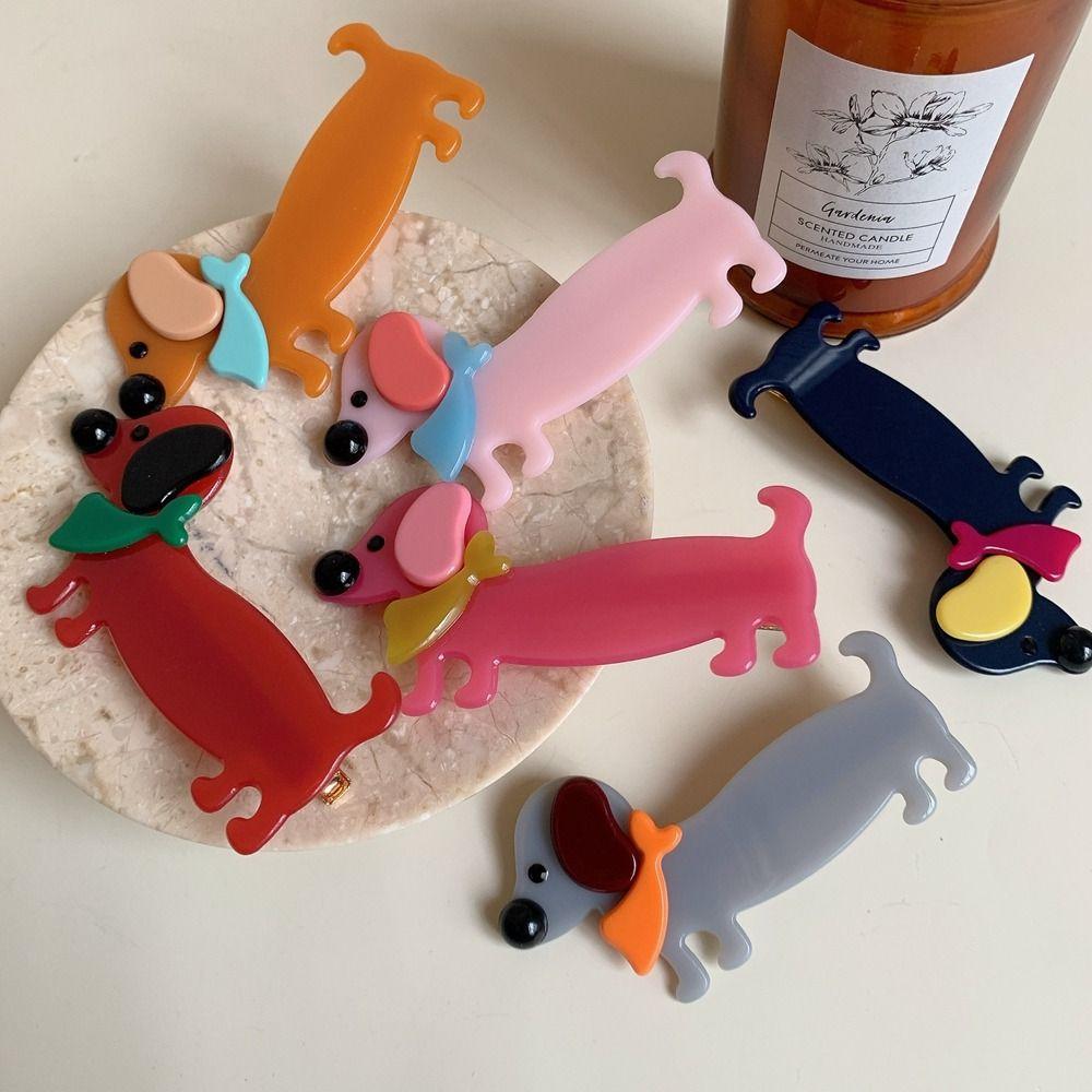 Dog Acetic Acid Hairpin Duckbill Clip Animals Barrette Creative Sausage Puppy Hair Clip  Female