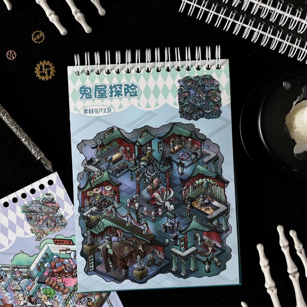 40 шт./книга Трехмерная миниатюрная сцена Наклейки-книжка DIY Наклейки Мультяшная миниатюрная сцена Коллекция Симуляция жизни