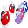Girls Figure Skating Dress Sequins Mesh Long Sleeve Leotard Gymnastics Suit Ballet Clothing Dance Costume