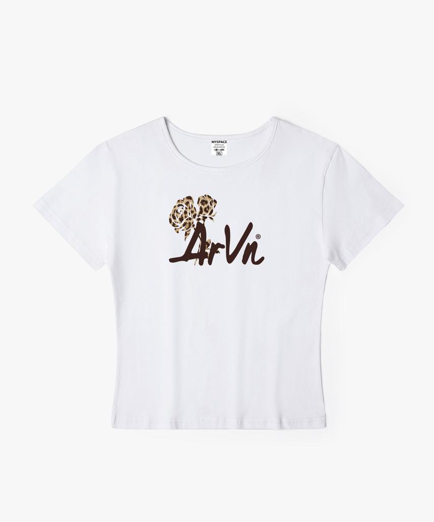 Женская приталенная футболка с коротким рукавом Aleubenkeulleob Arvn Leopard Rose