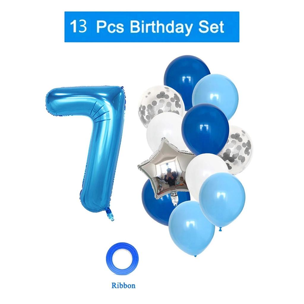 Воздушные шары на день рождения для мальчика с синим воздушным шаром с номером, украшение для дня рождения, детские юбилеи 1/2/3/5/6/8/9 лет