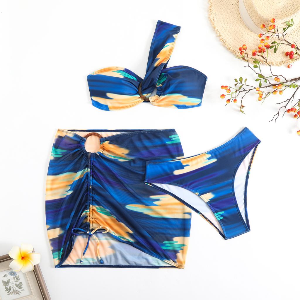 Летние женские купальники, сетчатые купальники с принтом тай-дай, раздельные купальники, бикини, пляжная одежда, купальные костюмы