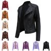 Женская стильная куртка из искусственной кожи Классический PU Moto Biker Fashion Zip Up Повседневное короткое пальто Тонкая верхняя одежда со шнуровкой в стиле ретро S-4XL Plus Size