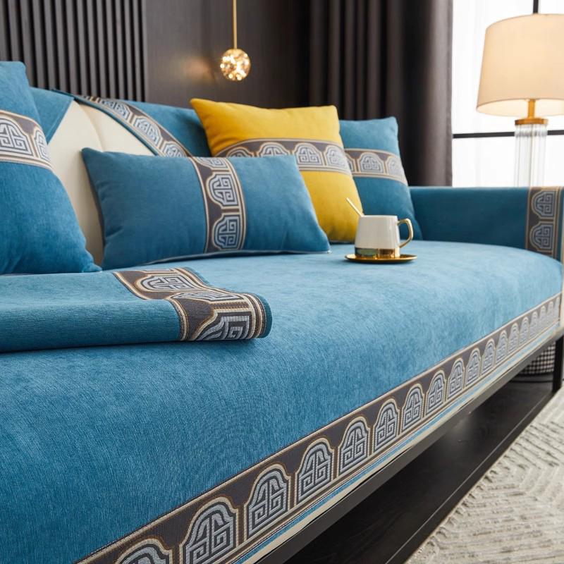 Ретро Кофейная Подушка для Дивана Новый Китайский Стиль Четыре Сезона Универсальная Накладка на Диван Шенилловое Полотенце для Спинки Дивана Чехол для Дивана Домашний Декор