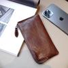 2025 Korean Style Women's Ultra-thin Minimalist Long Leather Wallet with Zipper Coin Purse and Phone Holder