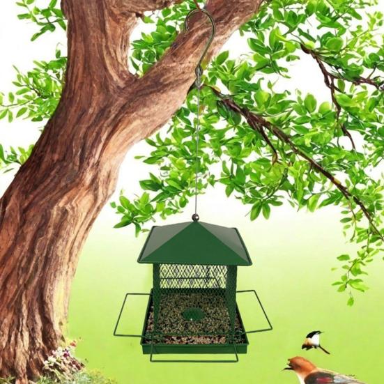 Металлическая кормушка для птиц для улицы, подвесная железная кормушка для диких птиц, защищающая от белок, для сада, двора, украшения заднего двора