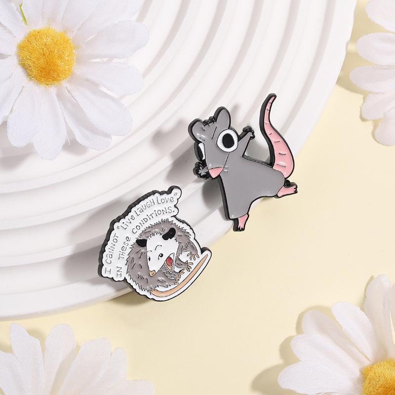 Opossum Rat Enamel Pins Funny Possum Quotes Brooches Lapel Badges Cute Cartoon Animal Jewelry Gift for Friends