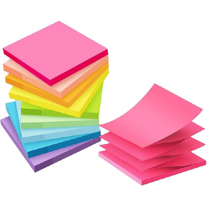 (18 Pack) Pop Up Sticky Notes Refill,3x3 in Popup Notepads,Accordion Stickies Super Sticking Power,Office School Memo Note Pads Bright Colors,Post on