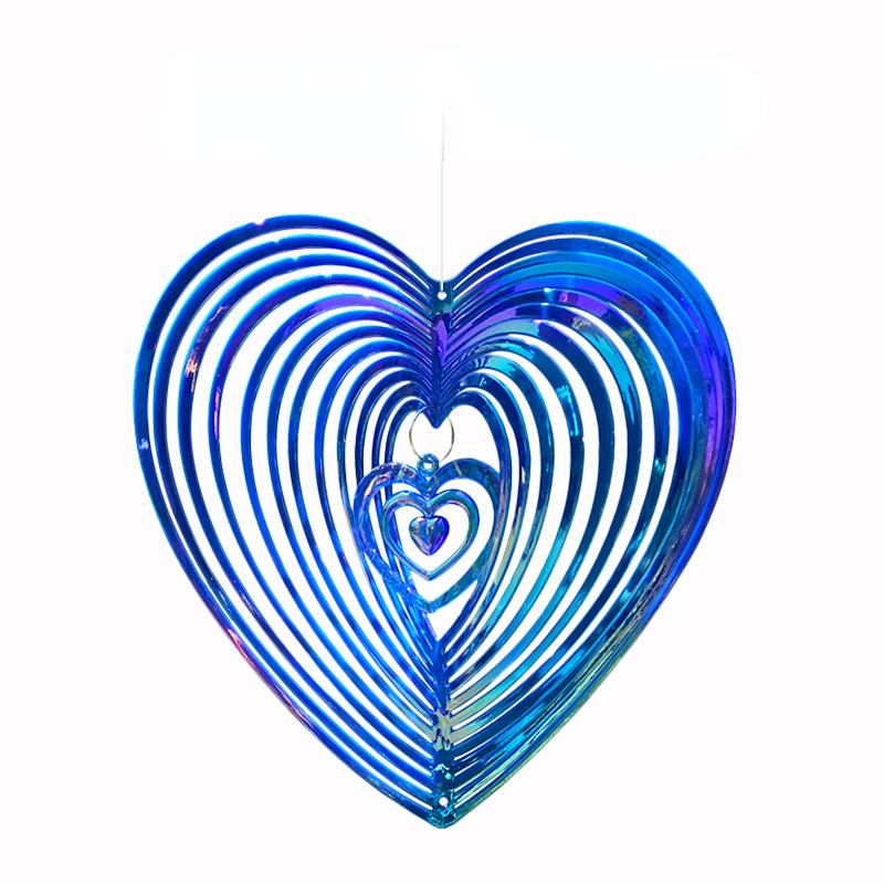 1pc Romantic Heart-Shaped Wind Turning Crafts, Metal 3d Rotating Wind Chimes, Love Gifts Add Poetry To Life