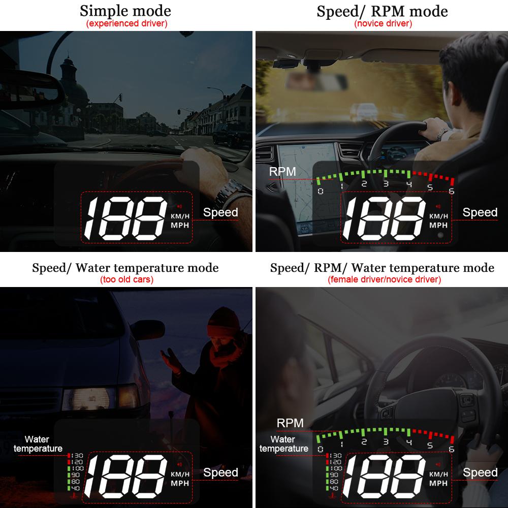 A900 Автомобильный проекционный дисплей Авто HUD Автомобильный проектор Дисплей С сигнализацией EOBD OBD2 Спидометр Лобовое стекло Электронные автомобильные аксессуары