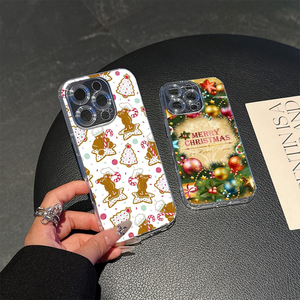 Ae106 Happy New Year art Merry Christmas Magsafe Transparent Cases для Samsung S23 S24 Ultra S21 iPhone 16 Pro Max Magnetic Wireless Charge Back Cover