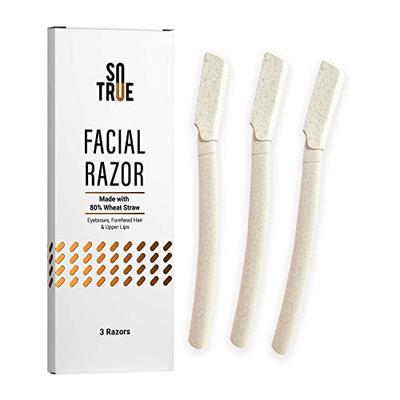 Sotrue Face Razor для женщин, многоразовая - 3 бритвы | 80% пшеничной соломы, безболезненное удаление волос на лице | Экологичный инструмент для дермапланинга