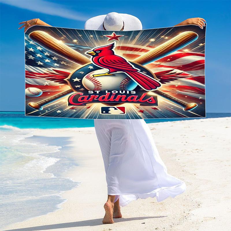 St. Louis Cardinals Logo Print Beach Towel, Large Soft Quick Dry Towel for Beach Camping Swimming