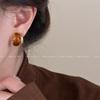 2025 Autumn/Winter Amber Double-Layer C-Shaped Vintage Earrings - Women's Merlot Hot Selling Niche Studs