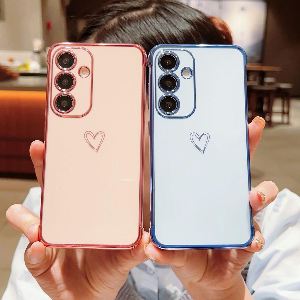 Подходит для Samsung S25ULTRA Гальванизированный Полый Любовь Чехол для Мобильного Телефона A14 Силиконовый Всесторонний A54 Защитный Чехол