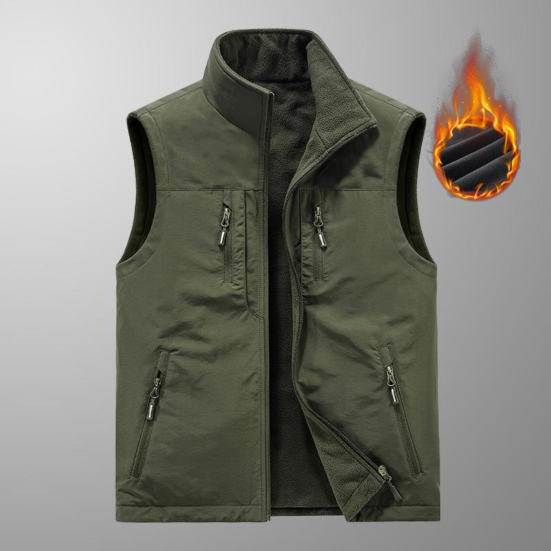 Double Sided Velvet Vest Outdoor Quick Drying Men's Thin Workwear with Shoulder Vest