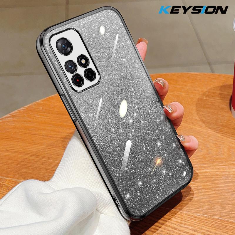 KEYSION Роскошный чехол-бампер с покрытием и блестками для Redmi Note 11 Pro 11S 5G 11 Pro+ 5G, прозрачный, из мягкого ТПУ, противоударный