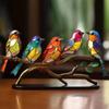 Creative Stained  Acrylic Birds On Branch Ornaments Home Table Novel Colorful Bird Group Series Decoration Crafts Gifts