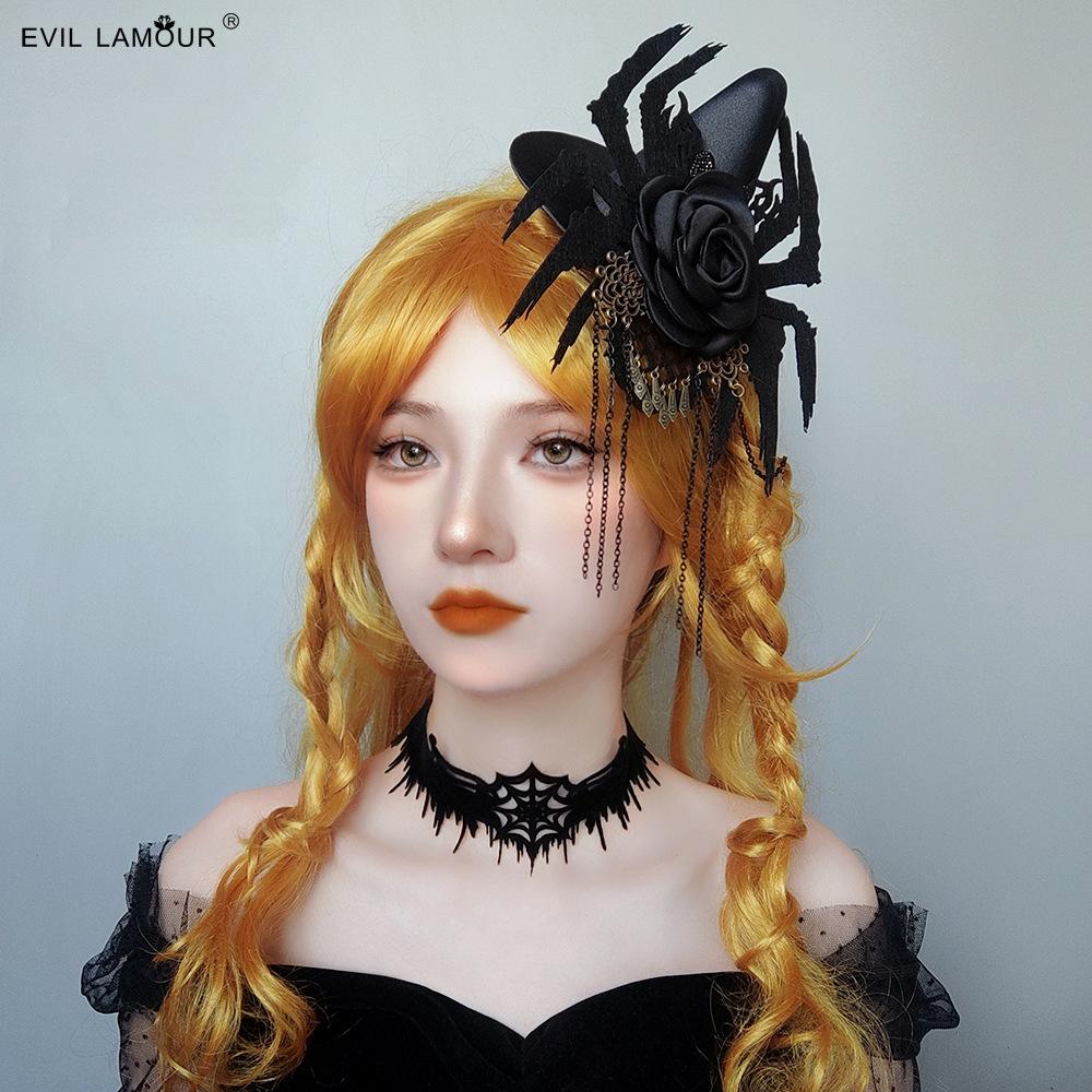 Halloween Party Spider Tassel Top Hat Hair Accessories Hairpin Goth Black Ball Annual Meeting Headgear Fj-43-1