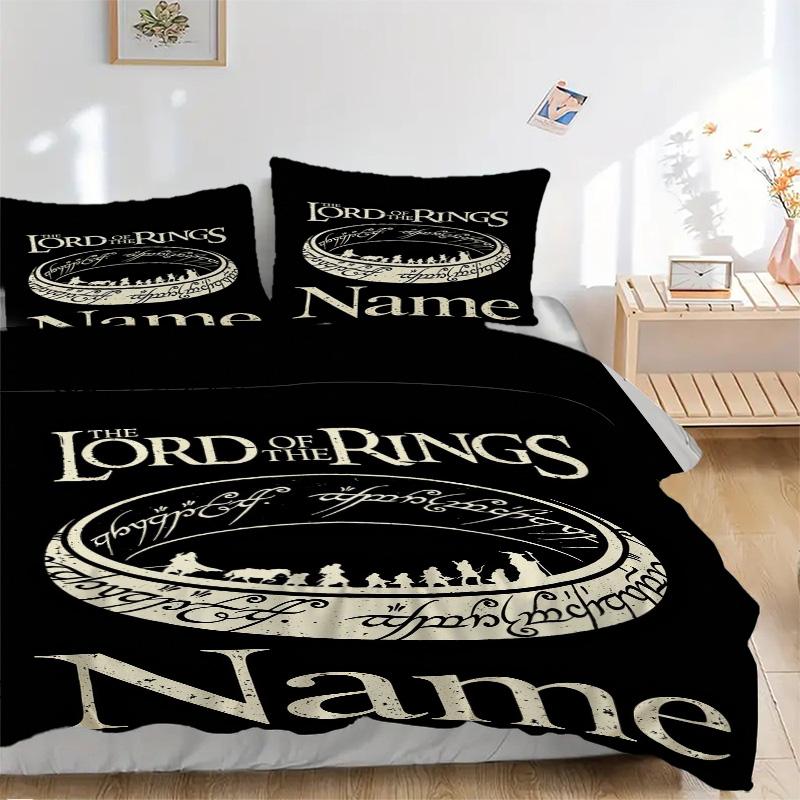 Personalized Lord Rings Soft Bedding 3 Piece Set HD Print Duvet Cover Pillowcases for Teens Adult Bedroom Decoration Christmas Gift C103111