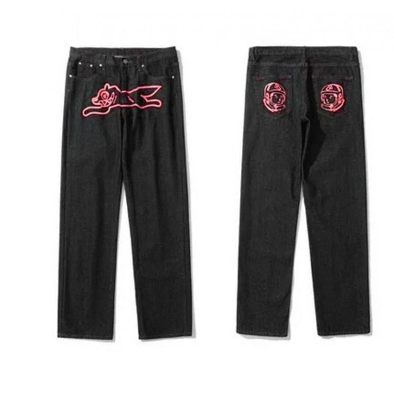 Mens Y2K Harajuku Hip Hop Dog Print Loose Fit Straight Jeans Fall Casual Wear