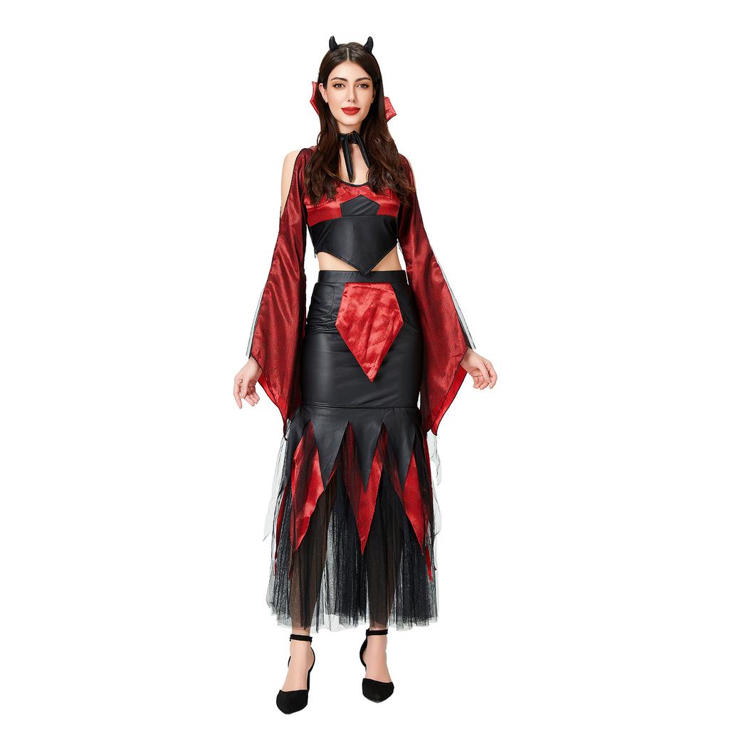 Halloween Adult Costume Sexy Queen Costume Queen Slim Dress Vampire Show Costume