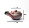 Japanese Style Purple Clay Handmade Teapot – Ceramic Kung Fu Tea Pot with Side Handle & Filter for Office Use