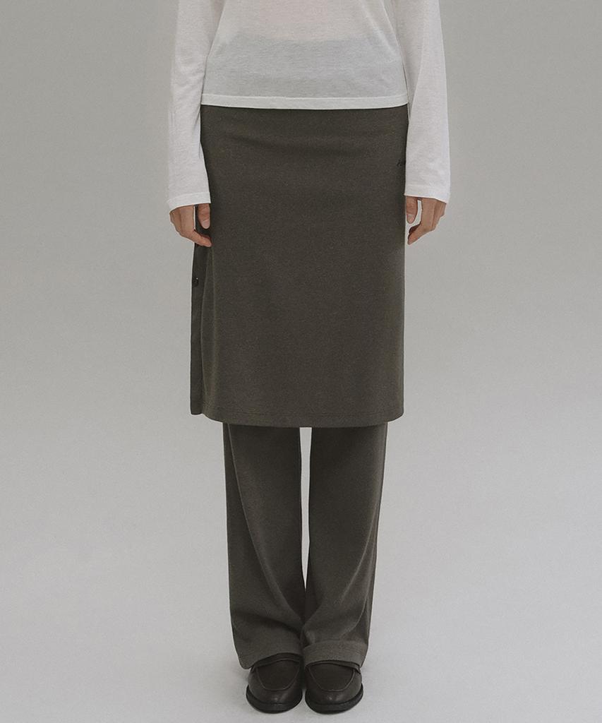 ANDNEEDS Naia Layered Skirt Pants (Brown)