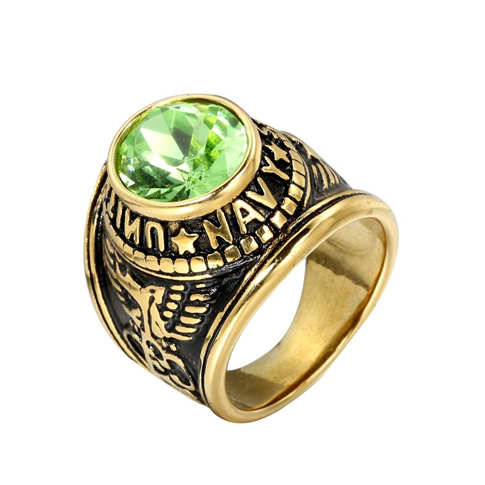 Военное кольцо из титановой стали для мужчин, модная инкрустация драгоценными камнями, стильные унисекс украшения, подарок