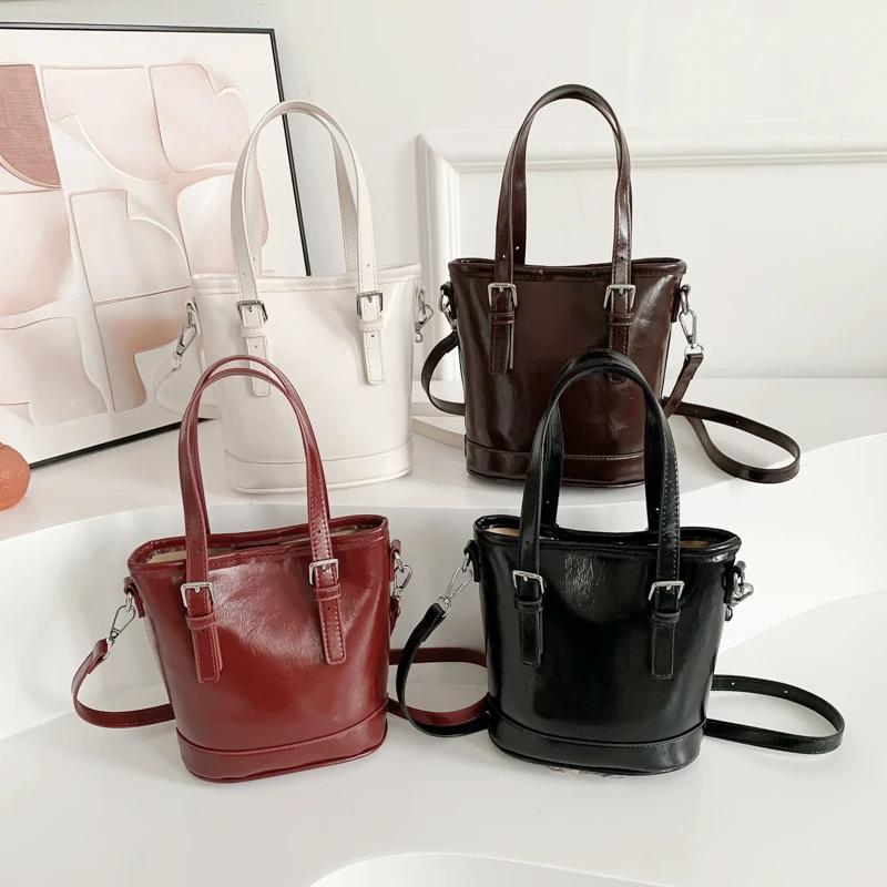 Ретро ПУ женские сумки с верхней ручкой на молнии простые сумки через плечо для женщин новые высококачественные сумки для женщин