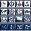 Blue Mermaid Sailor Marines Home Decoration Pillow Case Square Office  Cushion Cover