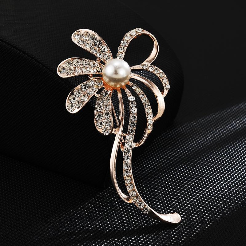 Brooch High-End Sense Niche Light Luxury Suit Bow Rhinestone Corsage High-End Alloy Creative Clothing Accessories