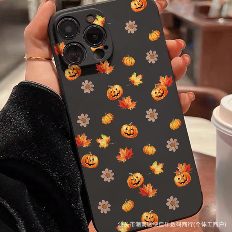 Чехол для мобильного телефона Apple iPhone16 Pro Хэллоуин с тыквой 11/12/13/14/15promax мягкий чехол 7