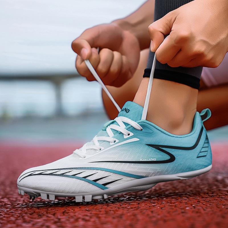 Мужская обувь для спринта Профессиональная беговая спортивная для прыжков в длину Легкая шиповки для стадиона Мягкое покрытие Нескользящие шипы Гонка Соревнование