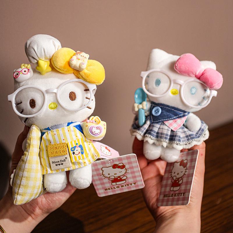 Плюшевые игрушки Hello Kitty 15 см Котенок Китти Мягкая подвеска Брелок Кавайные игрушки Коллекция Хобби Игрушки для Декора Очаровательные Подарки на День Рождения