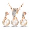 Fashion Crystal Faux Pearl Color Earring Necklace Rhinestone Set Women Bridal Wedding Jewelry Gifts