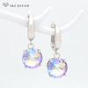 Colorful Round Large Crystal Drop Earrings For Women Wedding Jewelry Fashion Rose Gold Color Eardrop Gift