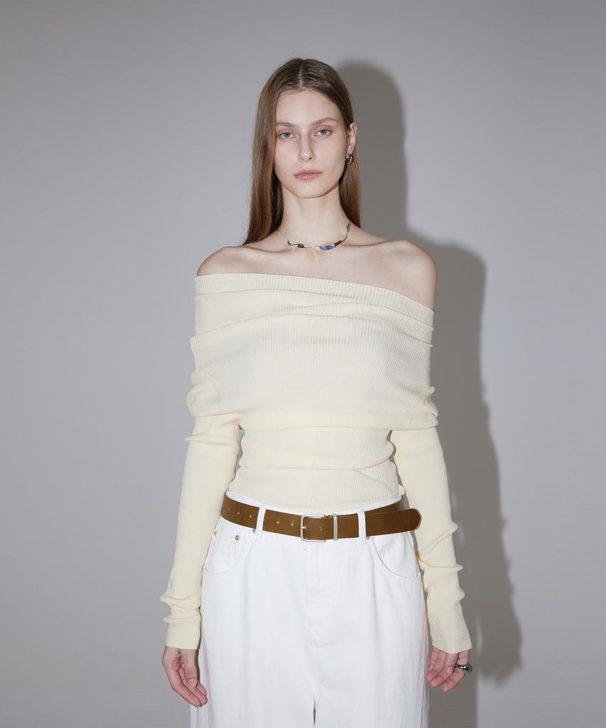 RENEJ Asymmetrical Off-Shoulder Knit