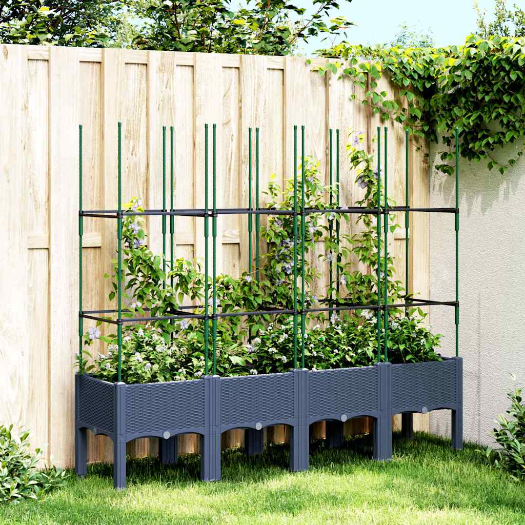 Planter with Trellis Blue Gray 160 x 40 x 142.5 cm PP