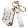 Чехол для автомобильного ключа с золотым краем и узором из камня с подвеской-брелком