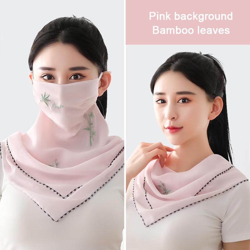 Женская вуаль-маска для лица с элегантным цветочным принтом, УФ-защитный щиток для лица, велосипедная маска для лица, тонкая треугольная шейная повязка, дышащая