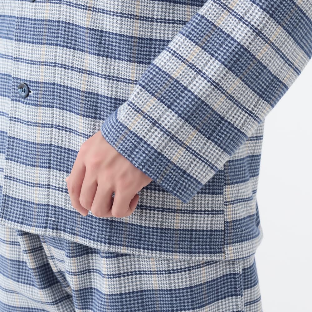 Пижама Gunze Cotton Сделано из окрашенной фланелевой ткани Мужская 100% (Переднее открытие), Коричневый, Япония, (SF4314)